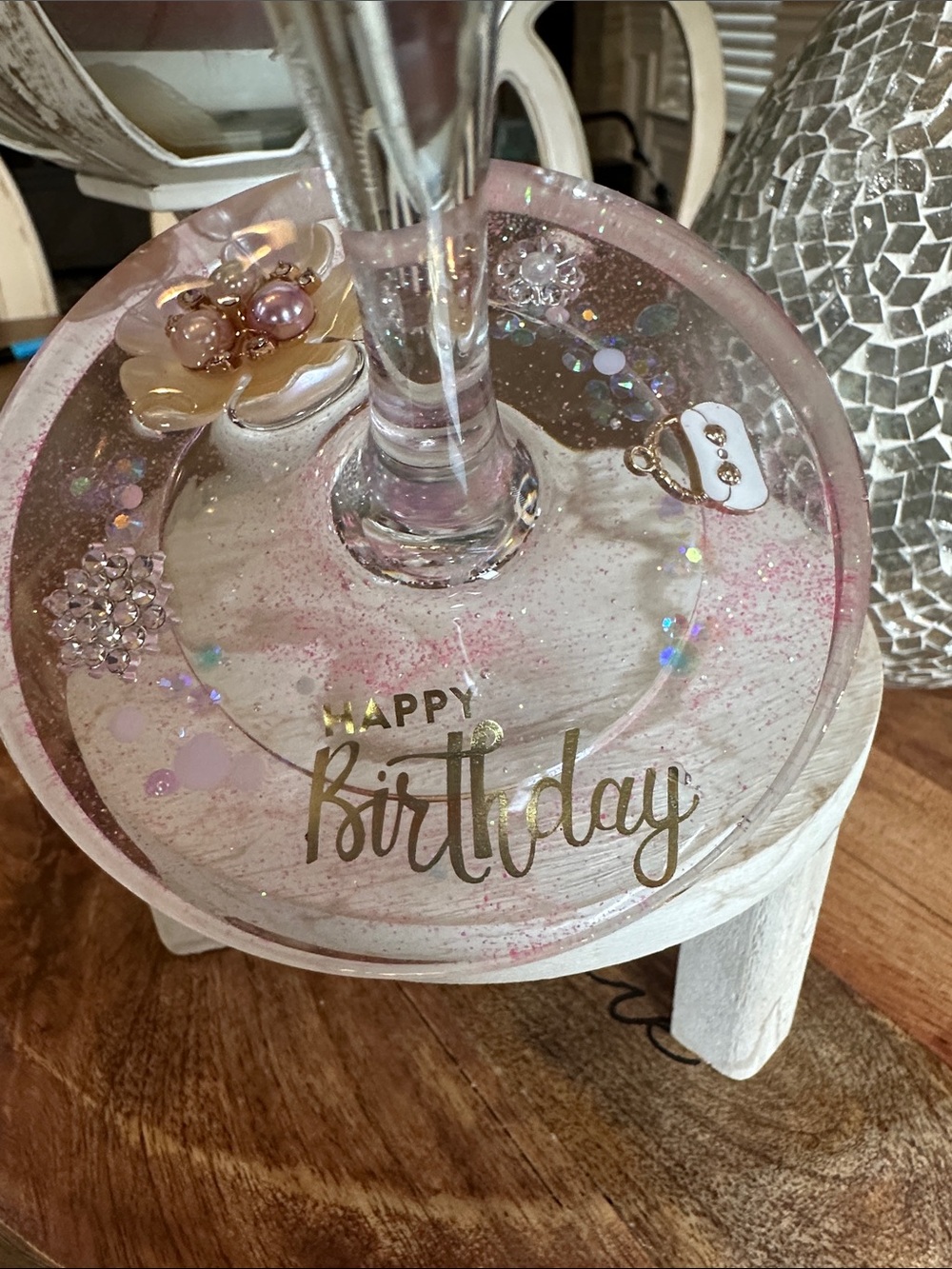 🎉Birthday🎉Glass Champagne Flute gel wax candle-vanilla coconut - Picture 3 of 8